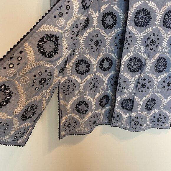 RUNGOLEE Francois Floral Embroidered Chambray Lightweight Jacket \\ L - Picture 7 of 11